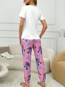 SHEIN ชุดนอนสตรีแบบกระต่าย สีบล็อกกลม - มัลติคัลเลอร์ - ดู 2