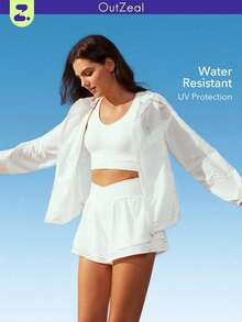 OutZeal WeatherProof-Air Water-Resistant UPF50+ Lightweight Packable Oversize Jacket Women Side Mesh Panle For LightRain Everyday Daily Casual