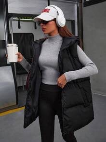 EURMUSE Women's Solid Puffer Vest Winter Coat - Black - View 7