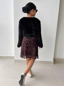 Firerie Kids Firerie Kids Tween Girl Minimalist Faux Fur Black Jacket Fall Winter