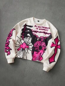 PAVTROS Manfinity Streetrush 男士保暖内衬街头风流行 INS 户外卫衣，音乐节夜店男友/老公礼物周年纪念礼物，街头服饰，秋冬季保暖长袖上衣，Y2K - 彩色 - 查看 1