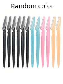 SHEIN 1/3/6/1224pcs Precision Eyebrow & Face Razors For Men & Women - Stainless Steel Hair Trimmers With Covers, Ergonomic Design, Ideal For Eyebrows, Ear & Nose Hair Removal, Fragrance-Free, Facial Hair Grooming|Modern Grooming Tools|Durable Razors, Eyebrow Trimmer