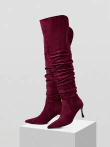 MOTF WOMEN'S FASHIONABLE POINTED TOE SLIM HIGH HEEL OVER-THE-KNEE BOOTS