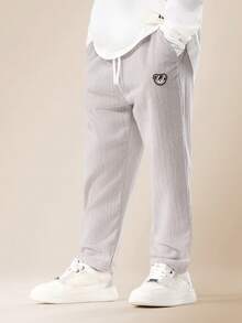 SUMWON 儿童套头慢跑裤 柔软抽绳 松紧腰 休闲舒适 日常穿着 冬季衣橱必备 - 淺灰色 - 查看 2