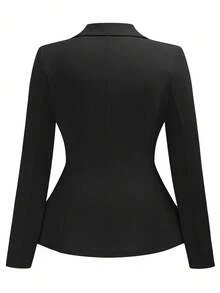 Vionelle Áo khoác blazer công sở cỡ lớn vừa vặn - màu đen - Xem 2