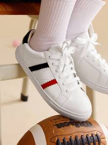 CUCCOO EASI Women's Lace-Up Contrast Color Flat Casual Sneakers - White - View 3