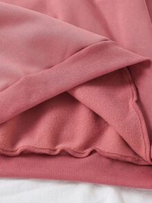 SHEIN 1件可愛彩虹字印花加絨卫衣女童,適用於秋冬季節