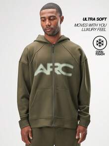 Casual Loose Fit Zip-Up Hoodies For Men, Long Sleeve Top - Dark Green - View 4