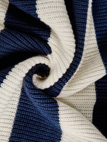 Zelara 大码条纹马球领套头衫 - 藍白色 - 查看 8