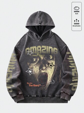 Street Life هودي مغسول مطبوع بشكل شخصية الولد