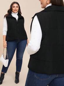 Comfylo Damen Große Größen Warme Reißverschluss Weste mit Wattierung, Herbst/Winter