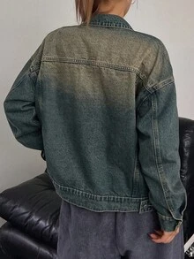 DAZY Women's Loose Distressed Washed Denim Jacket,Back To School Clothes