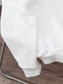 Claim Dot 白色宽松男士3D立体压纹标语印花加厚套头衫，适合秋冬季节、上学、外出、送朋友，长袖上衣 - 白色 - 查看 3