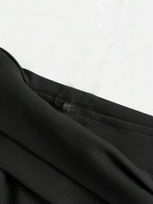 SHEIN Girlism Teen Girl Elegant Solid Color Off-Shoulder Ruffle Fitted High Slit Fishtail Hem Dress, Summer Elegant Dress Evening Wear Long Black Dress Classy Dress Black Dress Elegant Black Dresses Classy Elegant Fall Winter - Black - View 6