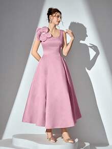 Poshira 大码女士夏季礼服，纯色时尚