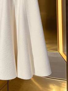 Franclia 新款秋冬加厚羊毛中长款高腰修身女裙 - 杏色 - 查看 3