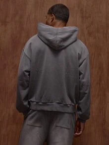 Musero Hoodie Tracksuit Premium Efek Washed Ukuran Besar dengan Cetakan Grafis, Hanya untuk Musim Gugur/Semi/Panas - Hitam - View 2