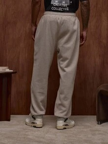 Musero Quần jogger nam dáng rộng, chất liệu cao cấp, có logo thương hiệu, bo gấu, cạp chun co giãn, chỉ bao gồm quần, thích hợp cho mùa Thu/Xuân/Hè. - Màu Khaki - Xem 4