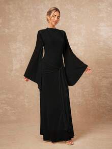 Lumalex Women's Loose Sheer Dress With Tie-Up Sash And Flowy Sleeves