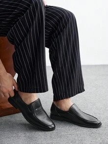 CUCCOO BIZCHIC 男士皮鞋，透氣商務皮鞋，柔軟底部，英式風格，低筒滑入，圓頭，黑色，簡潔大方，專業工作鞋 - 黑色 - 查看 5