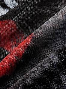 The Conjuring X ROMWE Horror Halloween Figure Graphic Mesh Sheer High Slit Dress - Multicolor - View 5