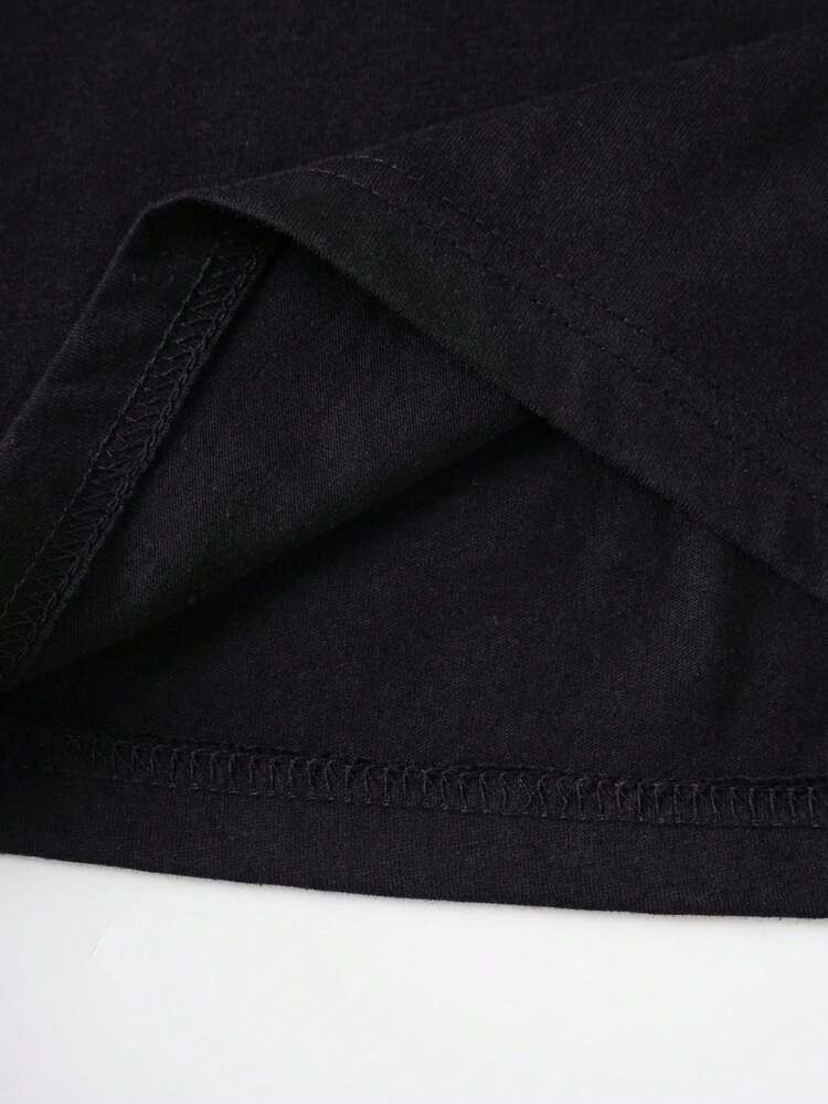 INAWLY Blusa de manga corta con perlas y lazo, camiseta casual de moda para mujer con cuello redondo - Negro - Añade 4