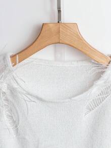 Franclia European & American New Blogger Same Style Sweet Hollow Out Floral Loose Flare Sleeve Pullover Sweater Fall Winter Cloth For WomenWomen's Autumn Clothingautumn Fall Clothes For Women Fall Autumn Clothes Fall Outfits For Women Autumn Outfits For Women Fall Clothes Autumn Women  Fall Women Clothes Autumn Clothing Elegant Fashionable Casual Commuting Business Office Daily Leisure All-Match Temperament Urban Teacher Professional Attire - White - View 8