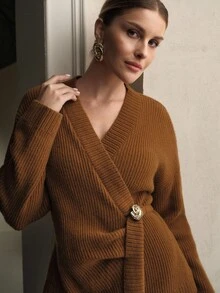 ZEYLAH 100% 羊毛女士毛衣秋装女士秋冬装 - 棕色 - 查看 6