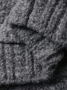 DAZY Áo len cổ tròn màu xám rộng rãi, thường ngày cho nữ, kiểu dáng cardigan, mùa thu/đông - Xám - Xem 6