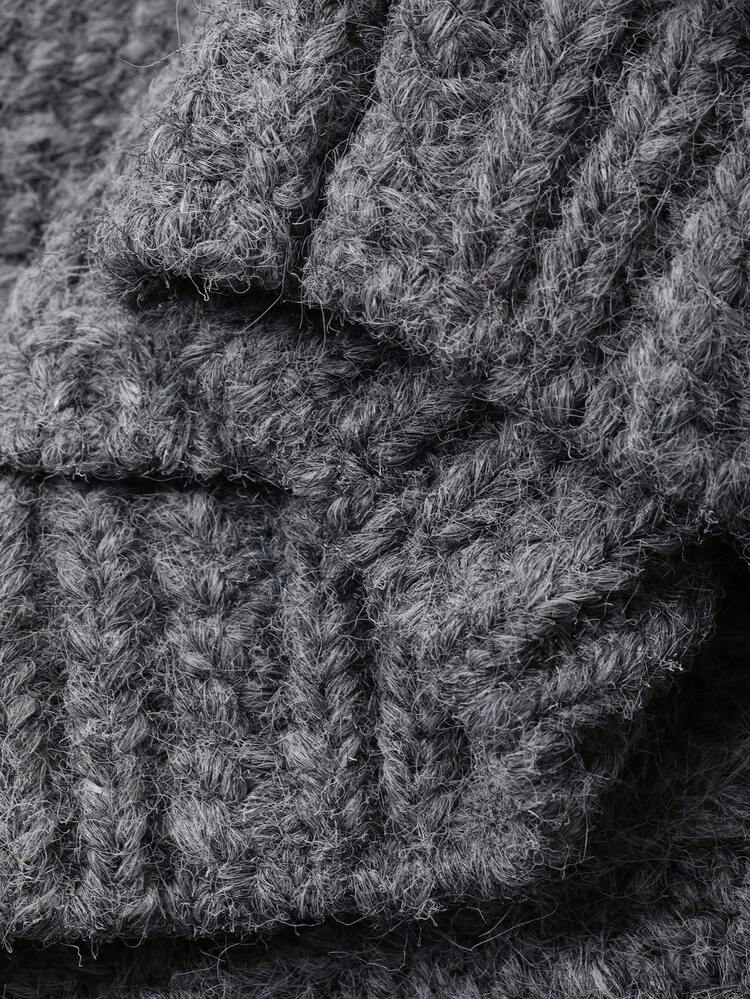 Women's Loose Casual Gray Crew Neck Sweater, Cardigan Style, Autumn/Winter