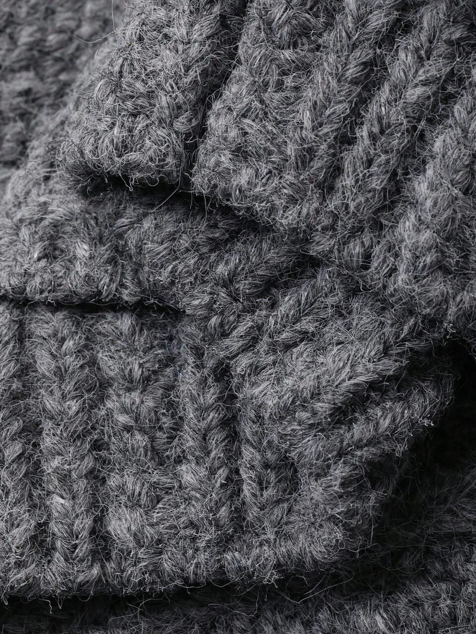 Women's Loose Casual Gray Crew Neck Sweater, Cardigan Style, Autumn/Winter