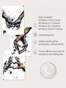 SHEIN 3件套涂鸦牵手帆布画 - 抽象画，适用于客厅墙面装饰和情侣礼物，不含画框 - 彩色 - 查看 9