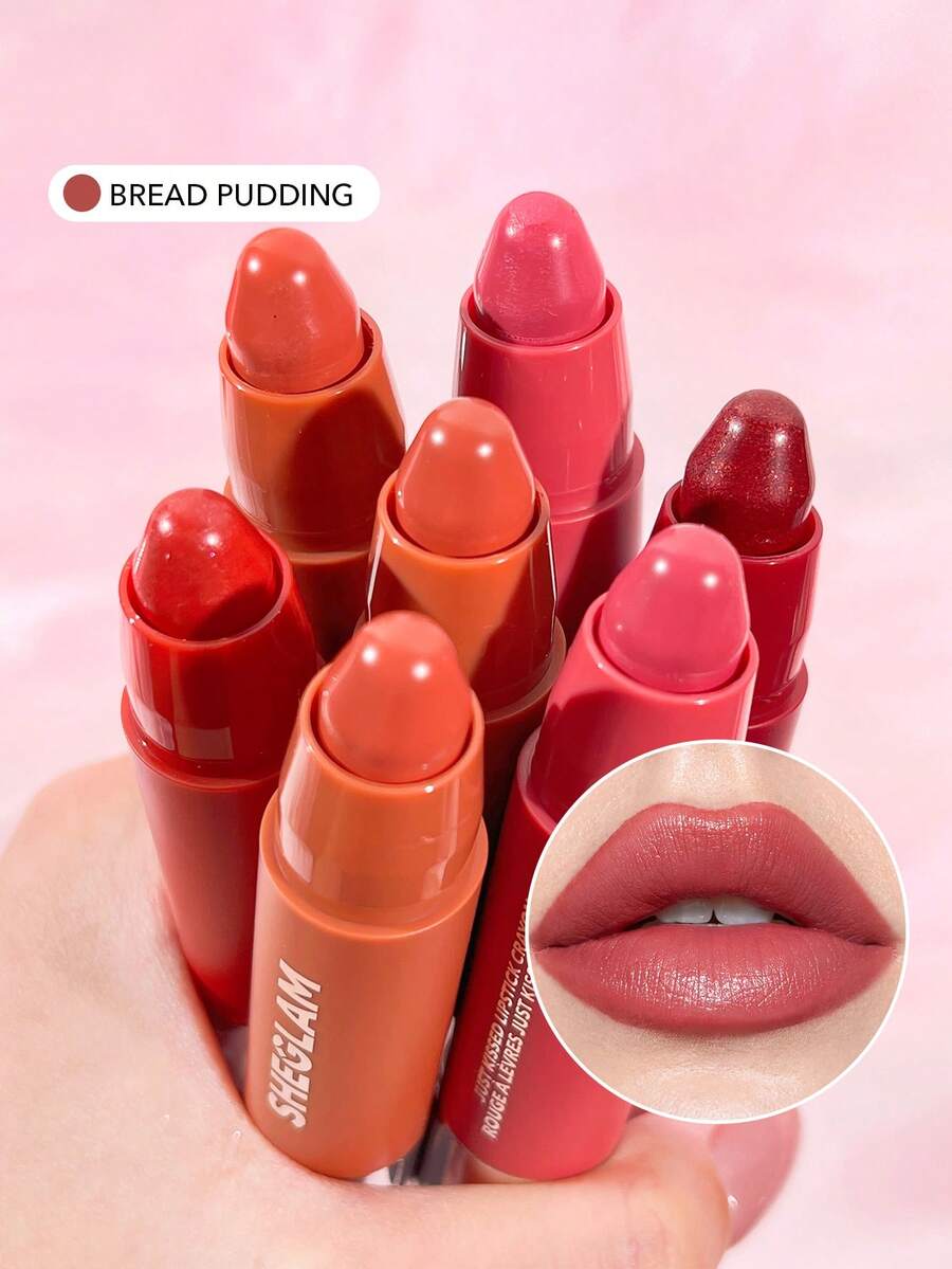 SHEGLAM Just Kissed Lipstick Crayon-Bread Pudding Creamy-Matte  Smooth Lipstick High Pigment Lip Balm Lip Makeup Lipstick Lip Combo Brand Beauty Makeup Face Paint Cosmetic For Women Girls Perfect For Spring Summer Ideal For Y2K Fancy Fashion Suitable For Birthday Mother'S Day Gift Rave Party Ready Best Color - Bread Pudding - View 1