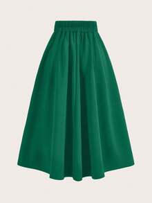 EURMUSE Minimalist Solid Color Casual Office Versatile Daily Wear Women Skirt - Green - View 7