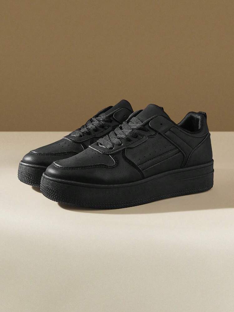 CUCCOO EASI Spring And Autumn Fashion Versatile Thick-Soled Height-Increasing Front Lace-Up Women's Casual Shoes Thick-Soled Little White Shoes