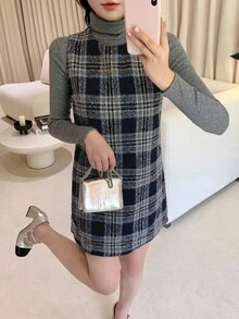 Livesso Women's Casual Plaid Print Sleeveless Dress - Multicolor - View 2