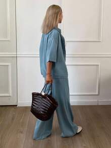 Livesso Women Denim Two Pieces Outfits - Light Wash - View 4