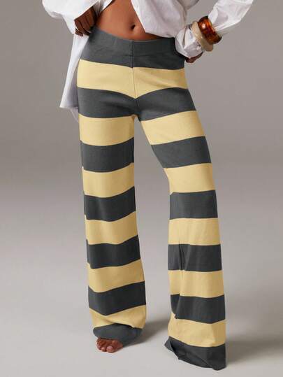 Athîral Women's Soft Knit Striped Sweater Pants In Fall/Winter