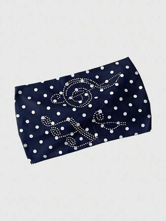Grunge Punk 1pc Cute White Polka Dot Headband, Y2K Style Musical Note Rhinestone Black Hair Band, Fashionable Versatile Hair Accessory For Daily Wear