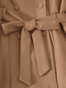 Franclia Women's Solid Color Faux Suede Double-Breasted Side Pocket Regular Jacket - Camel - View 5