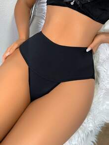 SHEIN 女士蕾丝拼布塑身裤 - 黑色 - 查看 5