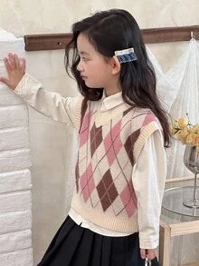 DAZY 女童V领毛衣背心，秋冬季