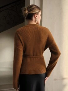 ZEYLAH 100% 羊毛女士毛衣秋装女士秋冬装 - 棕色 - 查看 3