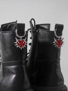 Grunge Punk 2pcs Gothic Bat Shoe/Boot Decorations, Holiday Party Gifts - Burgundy - View 1