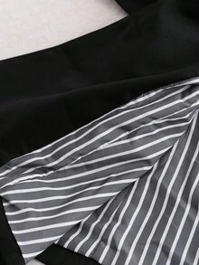 SHEIN Clasi Blazer de manga larga de uso diario minimalista con rayas de talla grande - Negro - Ver 7