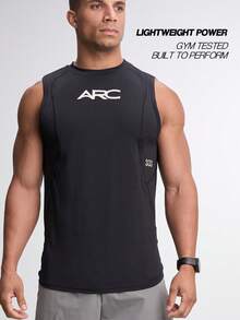 男士字母印花圆领休闲百搭背心 - 黑色 - 查看 3