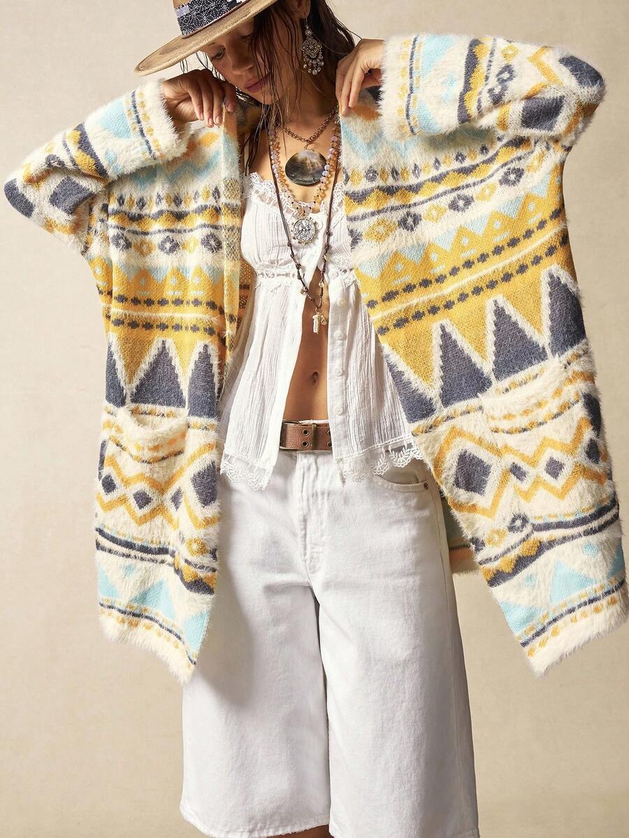 Bohemela Women's Vintage Casual Lightweight Cardigan, Suitable For Winter, Halloween, Music Festivals