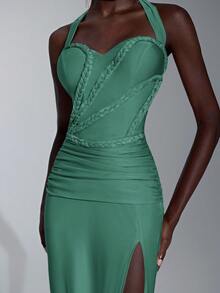 Elitara Thanh lịch, Lãng mạn, Gợi cảm, Tối giản, Hồng nhạt, Vải dệt kim co giãn, Dệt, Cúp ngực, Viền váy đuôi cá, Xòe, Thời trang, Người có ảnh hưởng, Lễ hội, Kỳ nghỉ, Tiệc sinh nhật, Sự kiện cưới, Đầm dạ hội trang trọng - Màu xanh Bạc hà - Xem 6