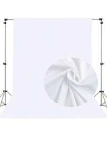 SHEIN 高密度涤纶白色背景布，无缝、可水洗照片背景屏幕，适用于婚礼、生日、周年纪念、毕业典礼、派对摄影、视频工作室 - 无需电力、无羽毛 - 适用于圣诞节、万圣节、复活节、感恩节活动的多功能窗帘 - 白色 - 查看 4