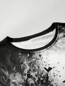 Manfinity LEGND Men Plus Size Skull Printed Short Sleeve T-Shirt, Going Out Street Wear - Black - View 4